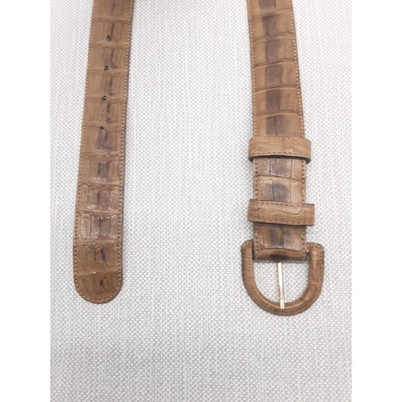 Donna Karan Vintage Large Belt Genuine Caiman Crocodile Brown Made In Italy Rare main image 10